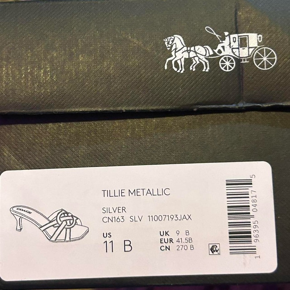 Coach Tillie Metallic Silver Heels - Picture 7 of 8